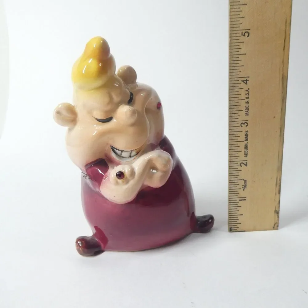 Kreiss Psycho Ceramics Figure Smug Sneering Man w/Jewels Figurine Vintage Japan